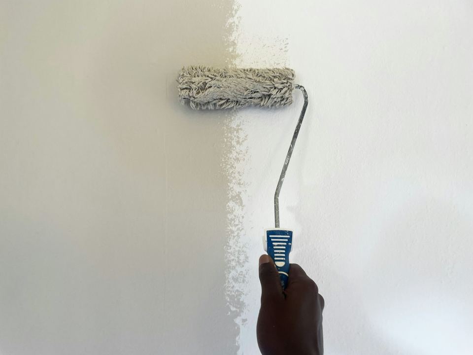 Mur peint au rouleau